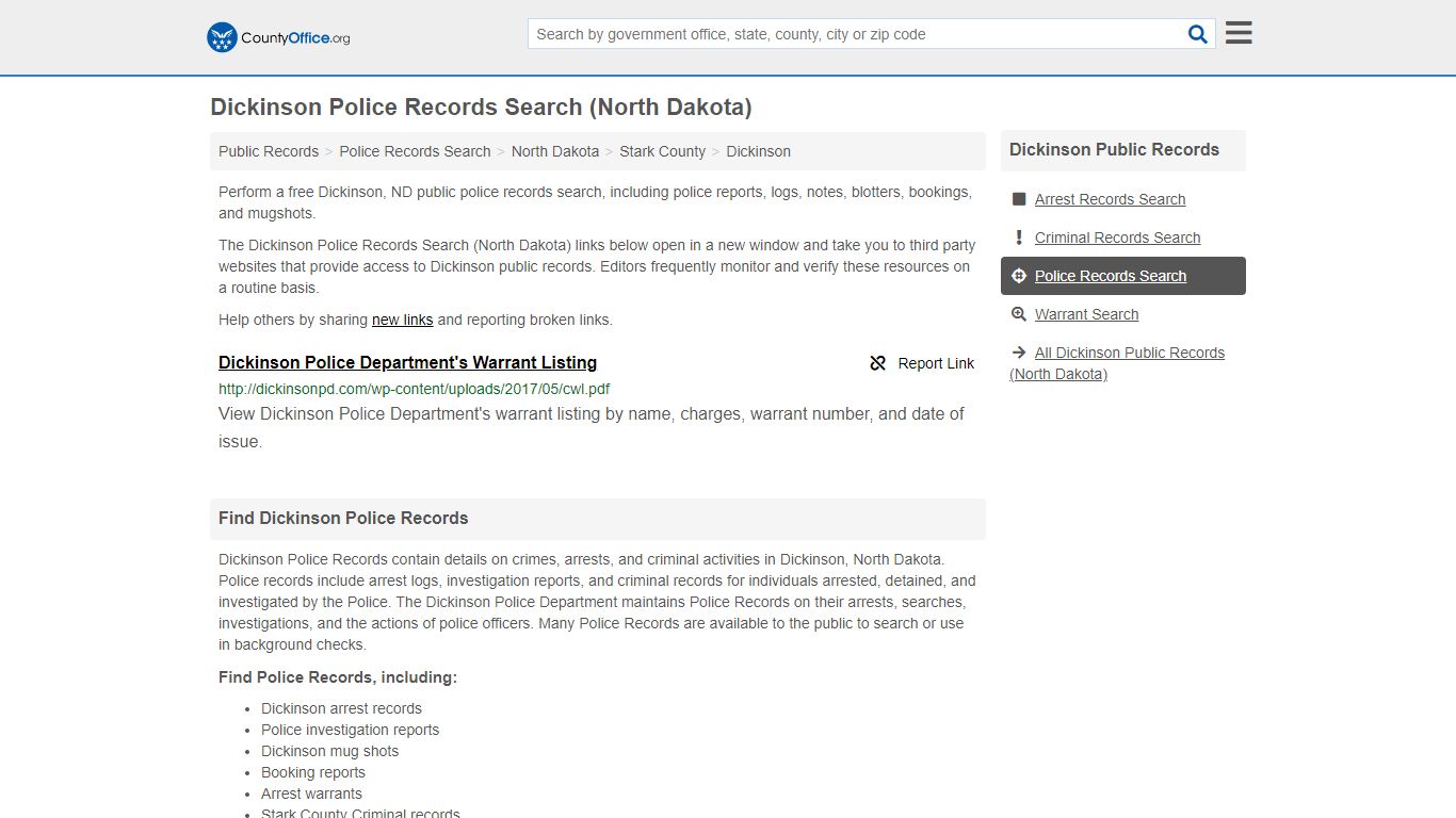 Police Records Search - Dickinson, ND (Accidents & Arrest Records)